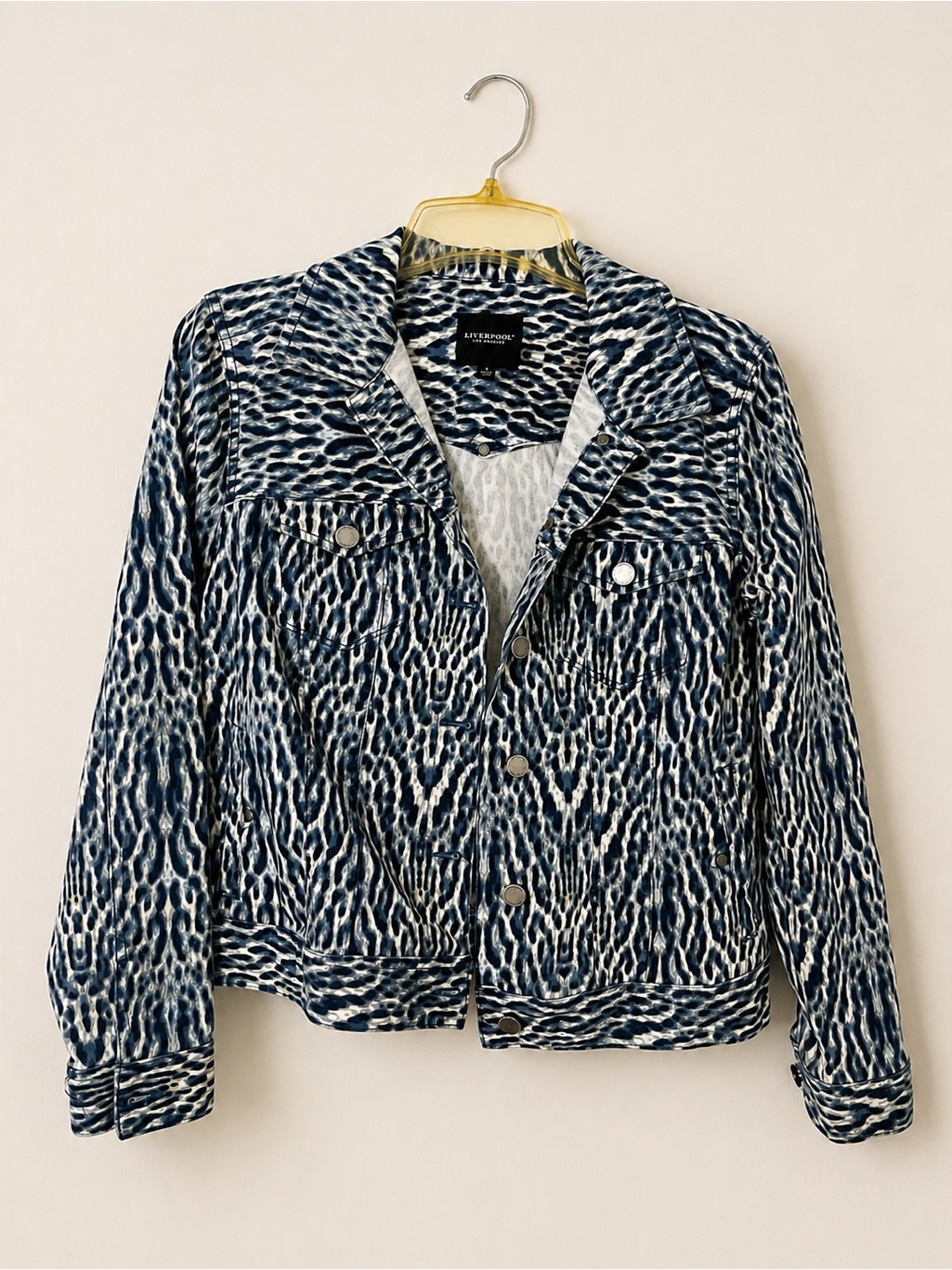 Liverpool Blue & White Animal-Print Jean Jacket